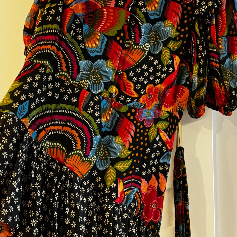 FARM Rio Floral Midi Dress - Black, Red, Blue, Yellow - Picture 5 of 8